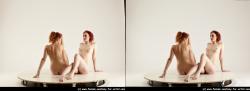 Nude Woman - Woman White Slim long red 3D Stereoscopic poses Pinup